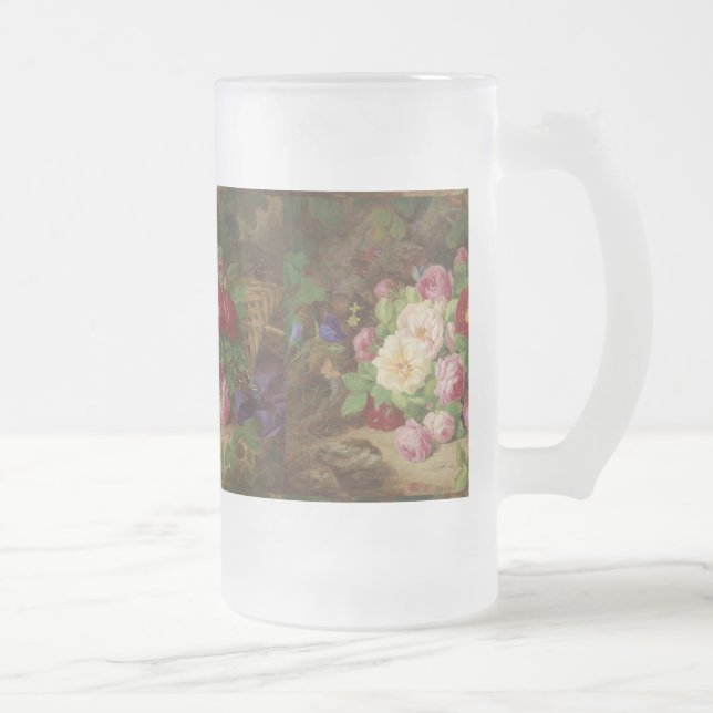 Rose Piece im Waldboden mit Schmetterlingen Mattglas Bierglas (Rechts)