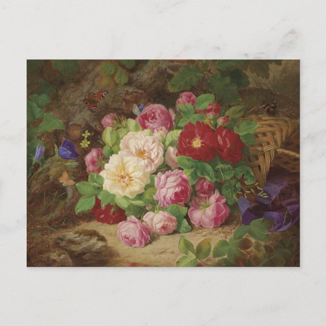 Rose Piece im Waldboden mit Schmetterlingen Postkarte (Vorderseite)