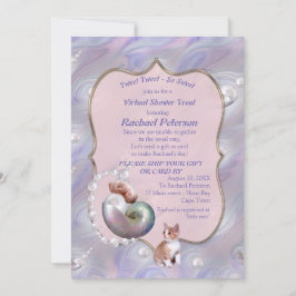 Rose-pink Baby Girl Virtual Shower Einladung