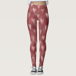 Rose Pink Big Sweet Hearts Leggings