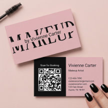 Rose Pink Black Makeup Artist Salon QR-Code