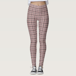 Rose Pink Black Plaid Classic Pattern Leggings