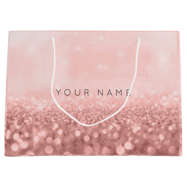 Rose Pink Blush Glitzer Hochzeit Bridal Große Geschenktüte (Vorderseite)