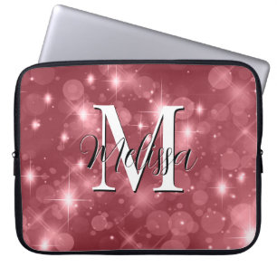 Rose Pink Bokeh Moderne Monogram Sparkle Laptopschutzhülle