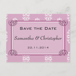 Rose Pink Damask Hochzeit Save the Date Ankündigungspostkarte