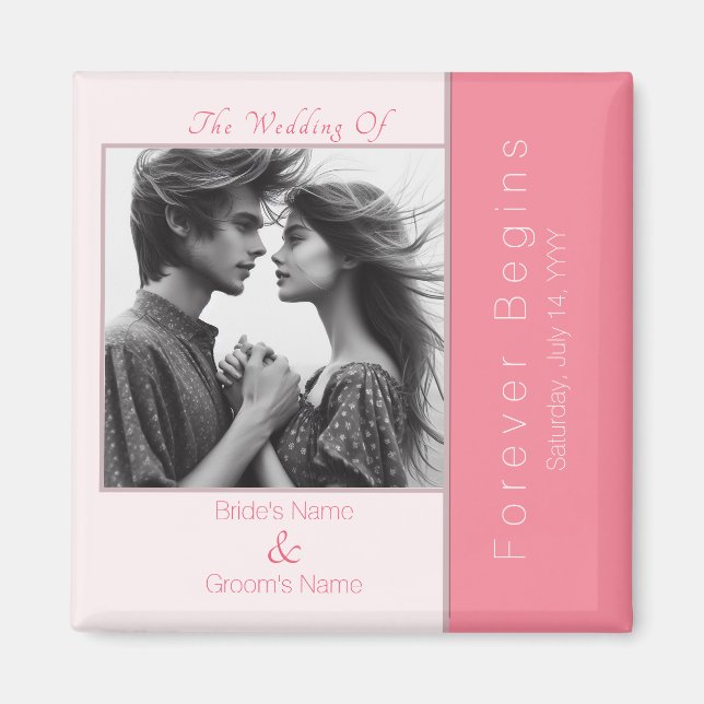 Rose Pink Forever Beginnt Moderne Hochzeit des Fot Magnet (Vorne)