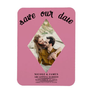 Rose Pink Foto Hochzeit "Save the Date" Magnet