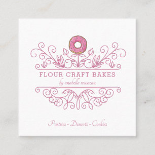 Rose Pink Frame Bakery Baker's Logo Business Card Quadratische Visitenkarte