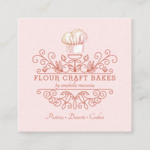 Rose Pink Frame Bakery Baker's Logo Business Card Quadratische Visitenkarte
