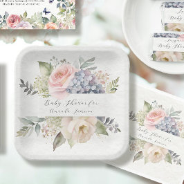 Rose Pink Garden Sweet Butterfly Babydusche Pappteller