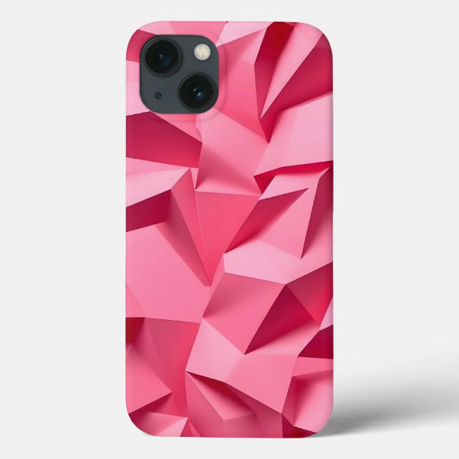 Rose Pink Geometric iPhone Case with 3D Texture (Rückseite)