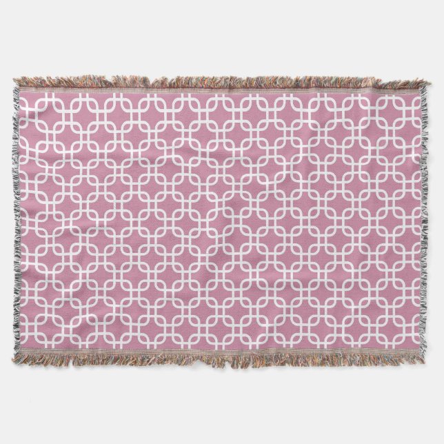 Rose Pink Geometric Links Muster Decke (Vorderseite)