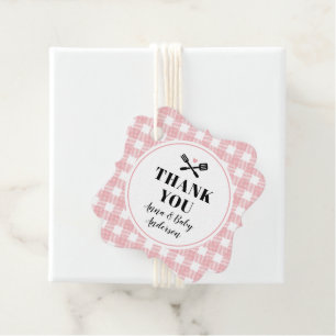 Rose Pink Gingham Kariert Baby Q Dusche Vielen Dan Geschenkanhänger