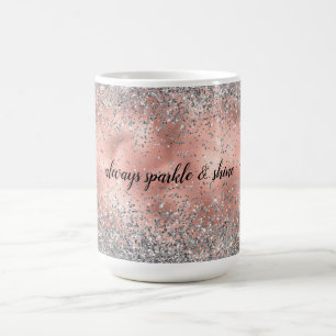 Rose Pink Glam Glitz Silver Glitzer Kaffeetasse