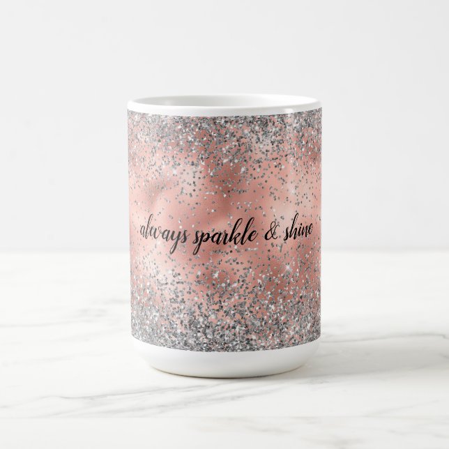 Rose Pink Glam Glitz Silver Glitzer Kaffeetasse (Mittel)