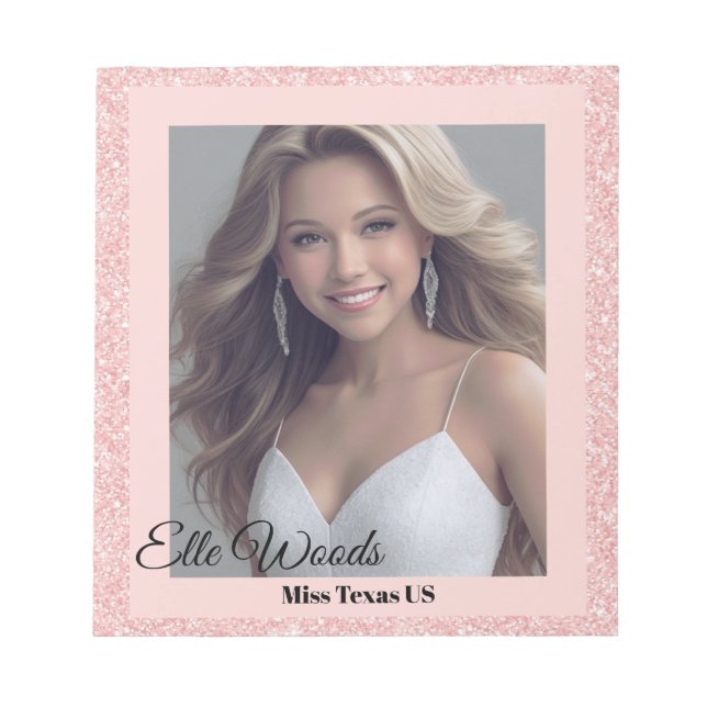 Rose Pink Glitz Autograph Pad Notizblock (Vorderseite)