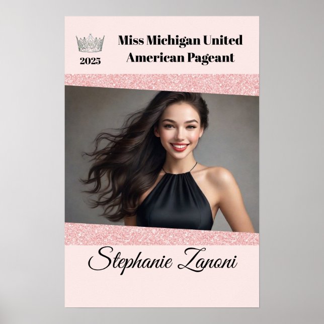 Rose Pink Glitz Pageant Door Banner Poster (Vorne)