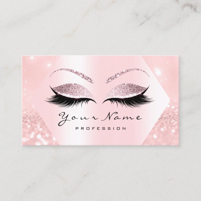 Rose Pink Glitzer Makeup Artist Lashes Browns Visitenkarte (Vorderseite)