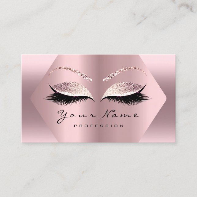 Rose Pink Glitzer Makeup Artist Lashes Studio Visitenkarte (Vorderseite)