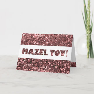 Rose Pink Glitzer Mazel Tov Herzlichen Glückwunsch Karte