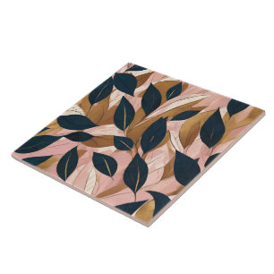 Rosé Pink Gold Boho Blätter Trendige Kollektion Fliese