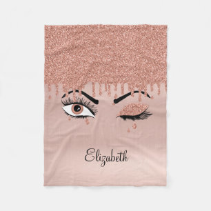 Rose Pink Gold Eyelashes Driving Glitzer Fleecedecke