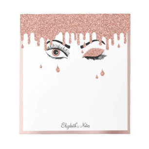Rose Pink Gold Eyelashes Driving Glitzer Notizblock