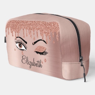 Rose Pink Gold Eyelashes Driving Glitzer Waschbeutel