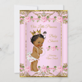 Rose Pink Gold White Princess Baby Dusche Ethnisch Einladung
