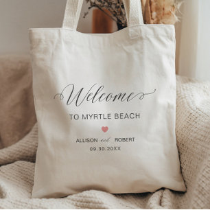 Rose Pink Heart Wedding Welcome Bag, Tragetasche