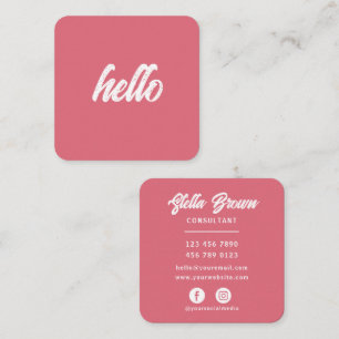 Rose Pink Hello Chic Fett Text Quadratische Visitenkarte