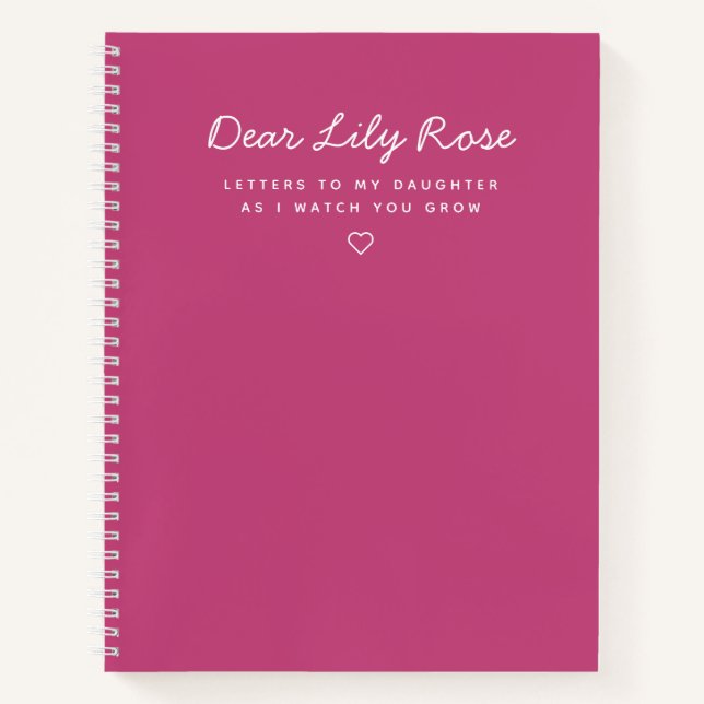Rose Pink Letters to My Daughter Keepake Notebook Notizbuch (Vorderseite)