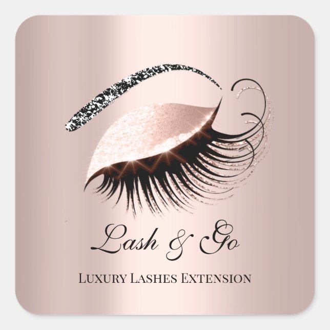 Rose Pink Makeup Artist Lash Extension Microblade Quadratischer Aufkleber (Vorderseite)