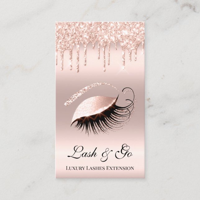 Rose Pink Makeup Artist Lash Extension Tropfen Blu Visitenkarte (Vorderseite)