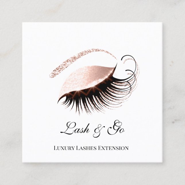Rose Pink Makeup Artist Lashes Weiß Quadratische Visitenkarte (Vorderseite)