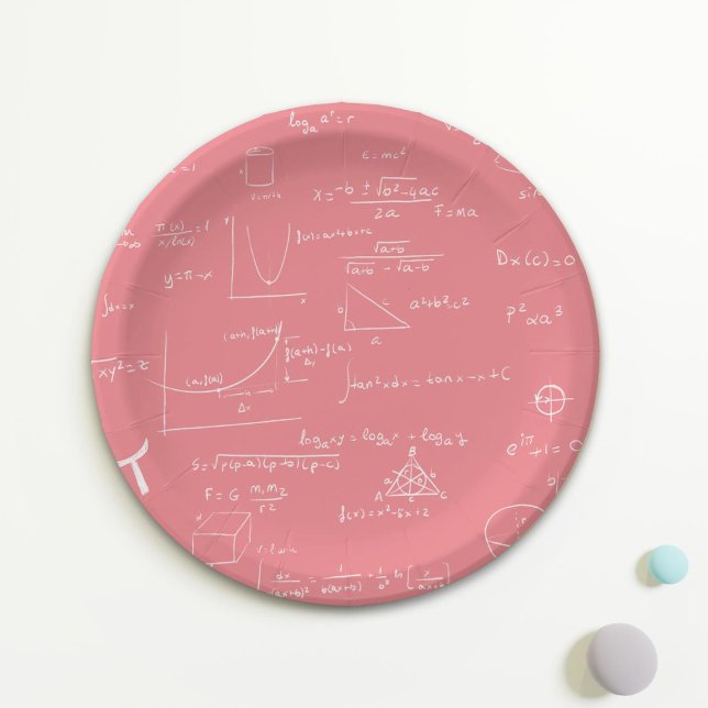 Rose Pink Math Equations and Formeln Pappteller (Von Creator hochgeladen)