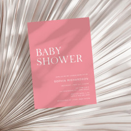 Rose Pink Minimalistisch Baby Dusche Einladung