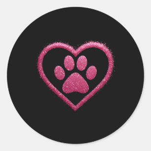 Rose Pink Paw Herz Niedlich Hunde Katze Liebe Vale Runder Aufkleber