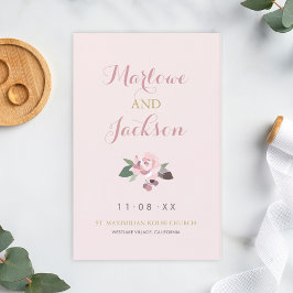 Rose Pink Peony Floral Boho Hochzeitsprogramm