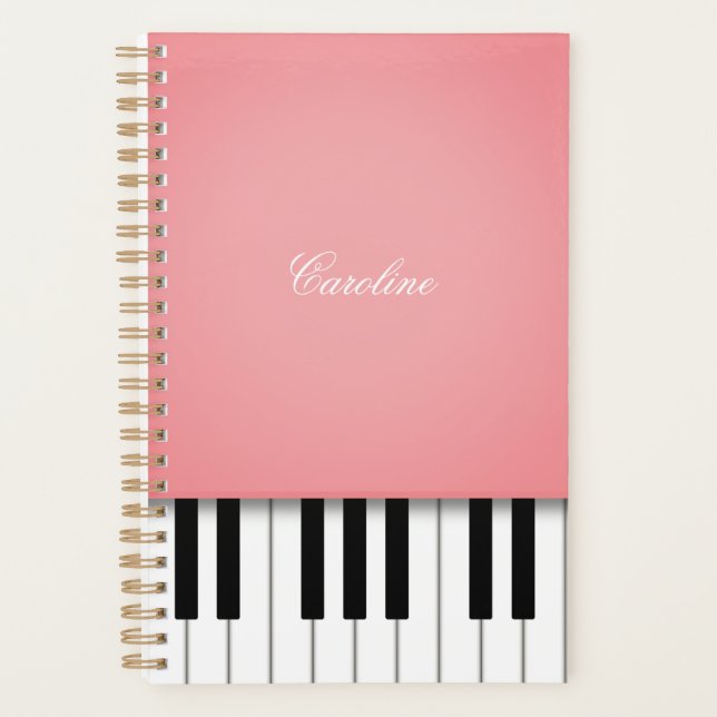 Rose Pink Piano Personalisierte Musik Planer (Vorderseite)