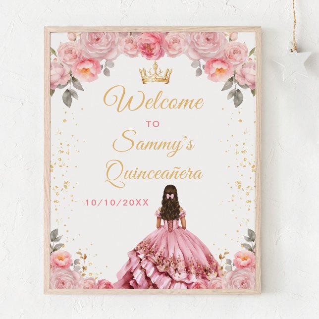 Rose Pink Princess Quinceañera Willkommen Poster (Von Creator hochgeladen)