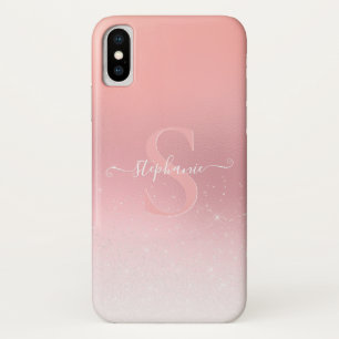 Rose Pink Shimmer Glitzer Sparkline Mit Monogramm Case-Mate iPhone Hülle