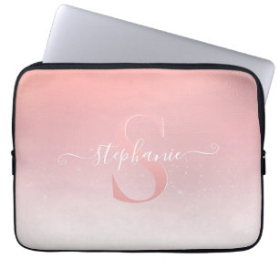 Rose Pink Shimmer Glitzer Sparkline Mit Monogramm Laptopschutzhülle