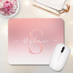 Rose Pink Shimmer Glitzer Sparkline Mit Monogramm Mousepad
