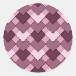 Rose Pink Square und Diamond Harlequin Muster Runder Aufkleber
