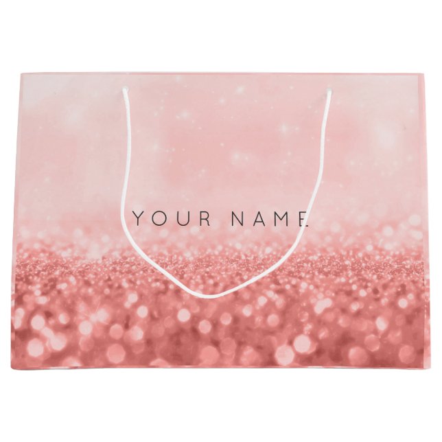 Rose Pink Sweet 16. Glitzer Wedding Bridal Große Geschenktüte (Vorderseite)