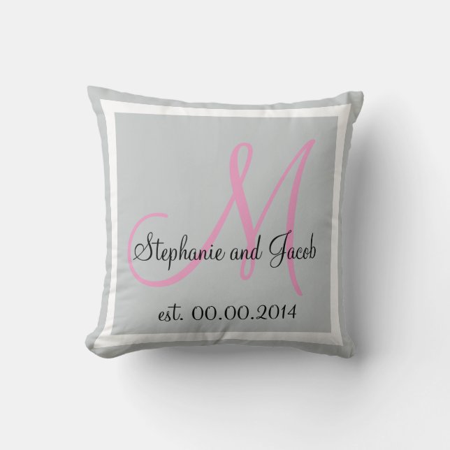 Rose Pink und silber grau Kissen (Vorderseite)