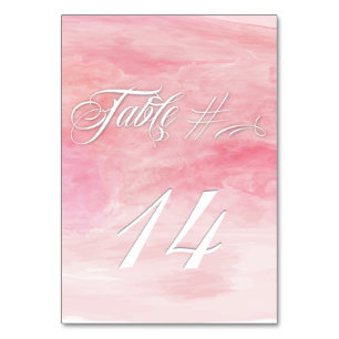ROSE PINK WATERCOLOR MODERNE TISCHKARTE TISCHNUMMER