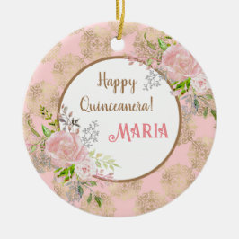 Rose Pinselstrich Quinceanera Keramik Ornament