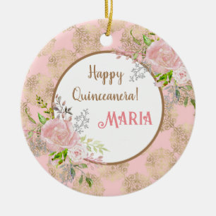 Rose Pinselstrich Quinceanera Keramik Ornament